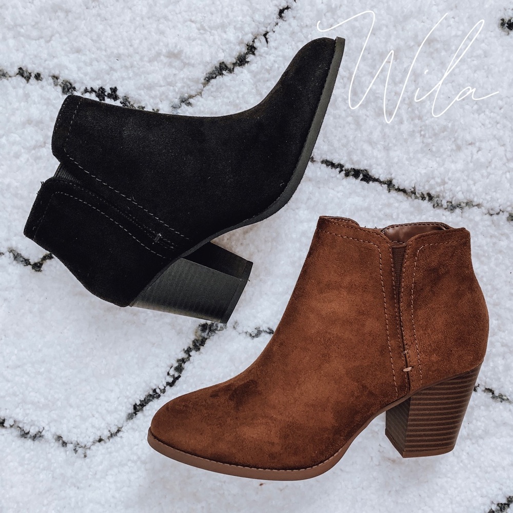 Vegan suede booties brown ankle boots - Picture 7 of 8